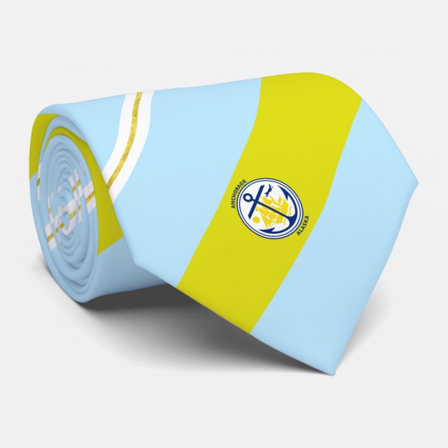 Anchorage (Alaska) city flag Neck Tie (Rolled)