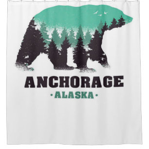 Anchorage Alaska Grizzly   unique blanket Shower Curtain