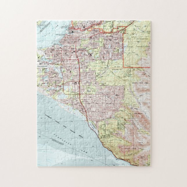 Anchorage Alaska Map (1994) Jigsaw Puzzle (Vertical)