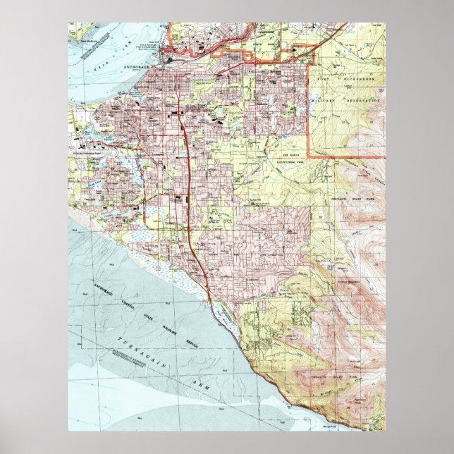 Anchorage Alaska Map (1994) Poster (Front)
