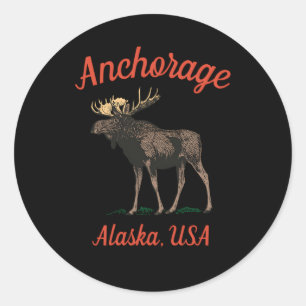 Anchorage Alaska Moose Classic Round Sticker