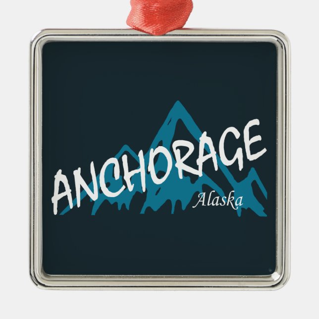 Anchorage Alaska Mountains Metal Tree Decoration (Front)