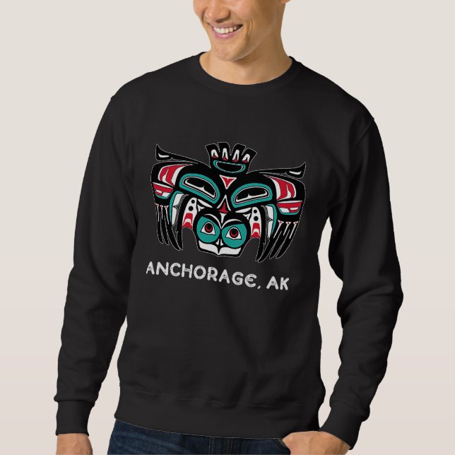 Anchorage Alaska Native American Style Tlingit Owl Sweatshirt (Front)