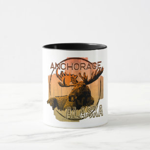 Anchorage Alaska orange moose mug