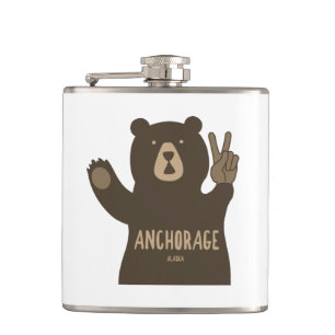 Anchorage Alaska Peace Bear Hip Flask