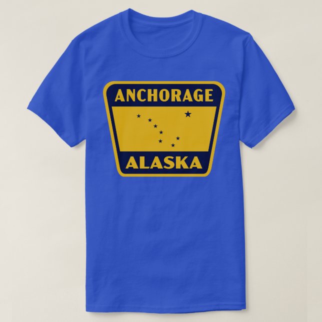 Anchorage Alaska Retro Badge Blue T-Shirt (Design Front)