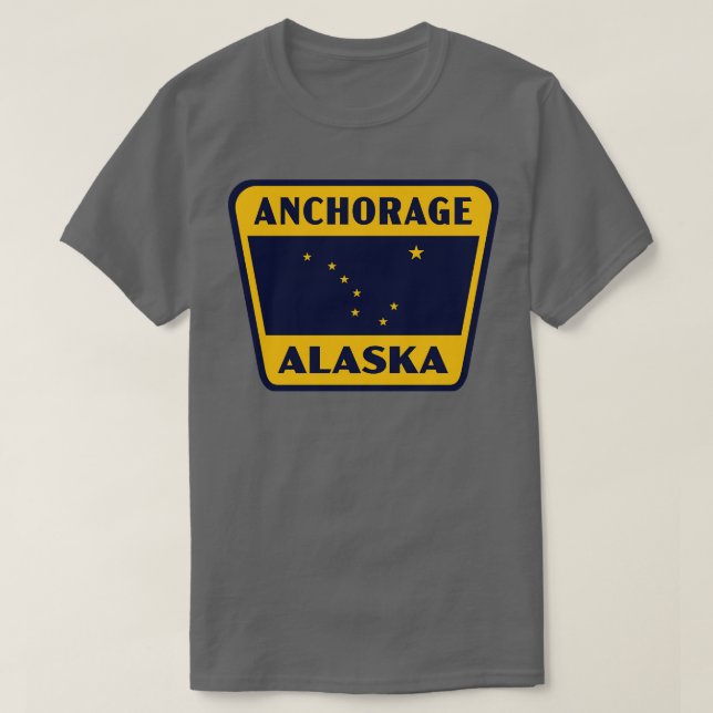 Anchorage Alaska Retro Badge Yellow T-Shirt (Design Front)