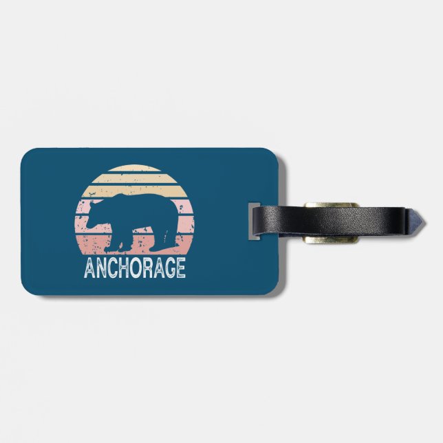 Anchorage Alaska Retro Bear Luggage Tag (Back Horizontal)