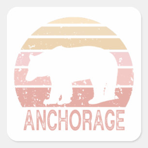Anchorage Alaska Retro Bear Square Sticker