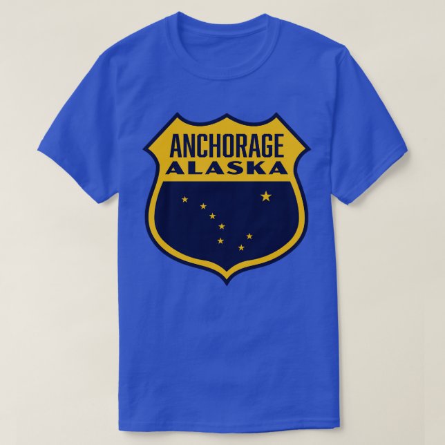 Anchorage Alaska Retro Shield Yellow T-Shirt (Design Front)