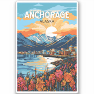 Anchorage Alaska Travel Art Vintage