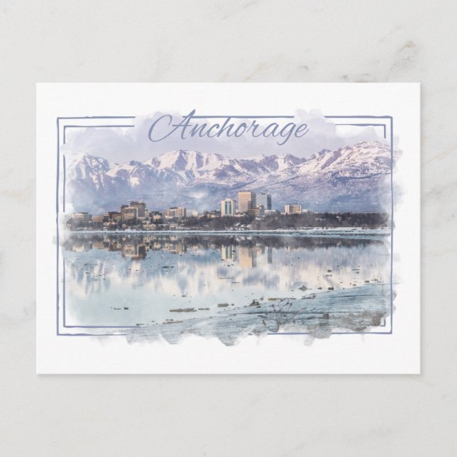 Anchorage Alaskan Watercolor Postcard (Front)