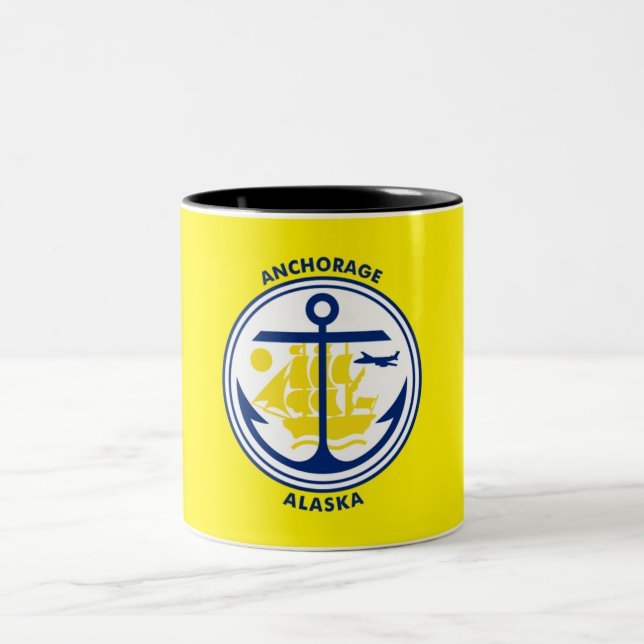 Anchorage city flag Two-Tone coffee mug (Center)