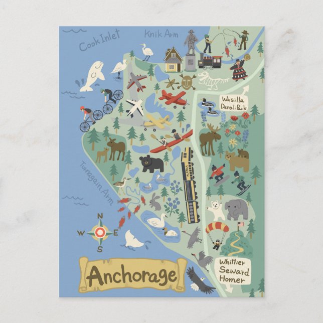Anchorage Map Postcard (Front)