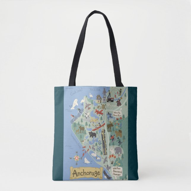 Anchorage town map Tote Bag (Front)