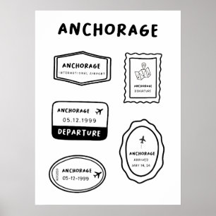 Anchorage - Travel Stamp Collection Vintage Poster