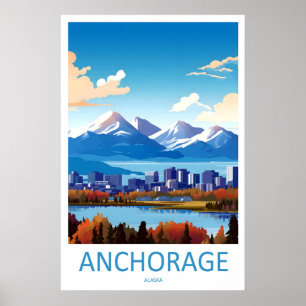 Anchorage Vintage Travel Poster Ski National Park