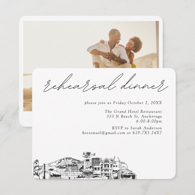 Anchorage Wedding Elegant Rehearsal Dinner Enclosure Card (Front/Back)