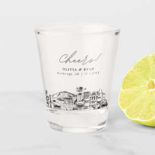 Anchorage Wedding Favour Personalised Cheers Shot Glass