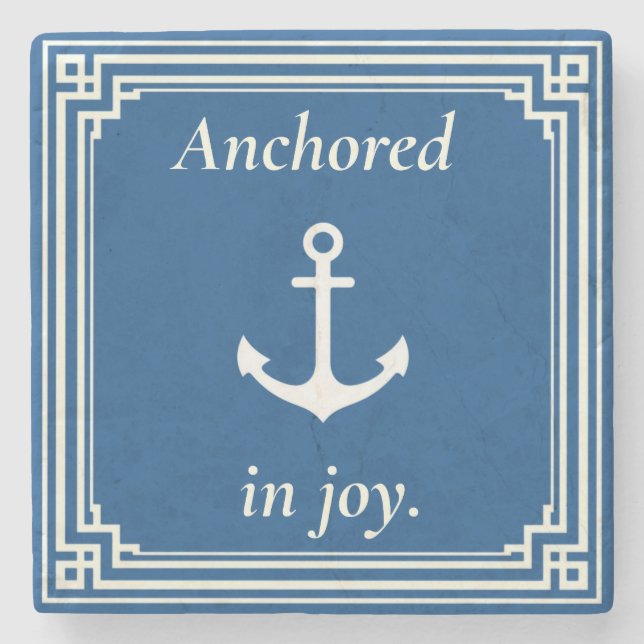 Anchored in Joy  Stone Coaster (Front)