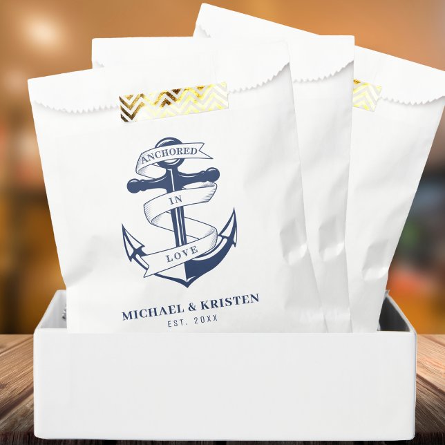 Anchored in Love Nautical Blue Anchor Wedding  Favour Bags (Anchored in Love Nautical Blue Anchor Wedding Favor Bag
)