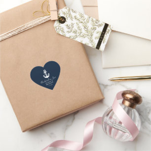 Anchored In Love Nautical Heart Shaped Personalize Sticker