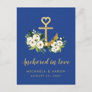 Anchored in Love Nautical Save the Date Postcard