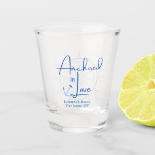 Anchored in Love Wedding Favour Personalised Gift Shot Glass