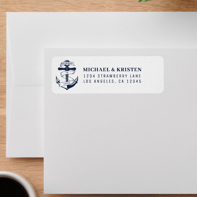 Anchored in Love White Nautical Anchor Wedding  (Anchored in Love White Nautical Anchor Wedding Label
)