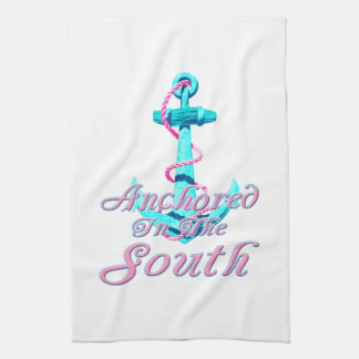 Anchored In the South Nautical Tea Towel