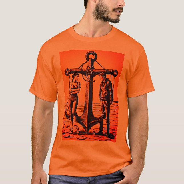 "Anchored Love: Realistic Portrait of a Romantic C T-Shirt (Front)