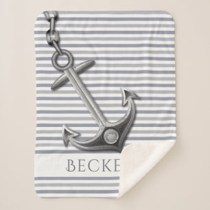 Anchored Stripes Sherpa Blanket