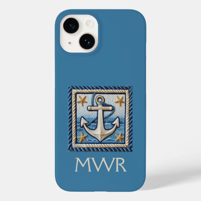 Anchored Style: Custom Monogram Anchor Phone Case (Back)