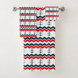 Anchors and Chevron Bath Towel Set