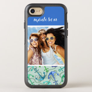 Anchors And Rope Pattern   Your Photo & Name OtterBox Symmetry iPhone 8/7 Case
