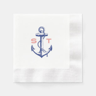 Anchors Away monogram cocktail napkin