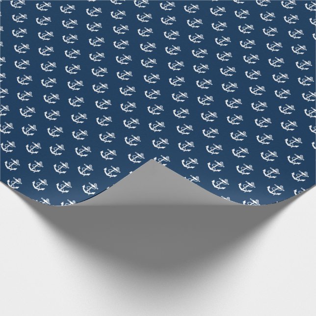 Anchors Away Nautical Personalise Wrapping Paper (Corner)
