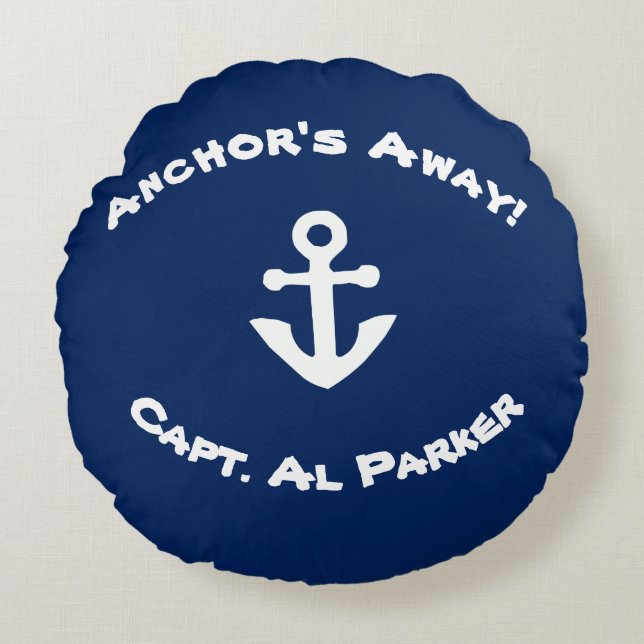 Anchor's Away Personalised Nautical Sailing Pillow (Front)