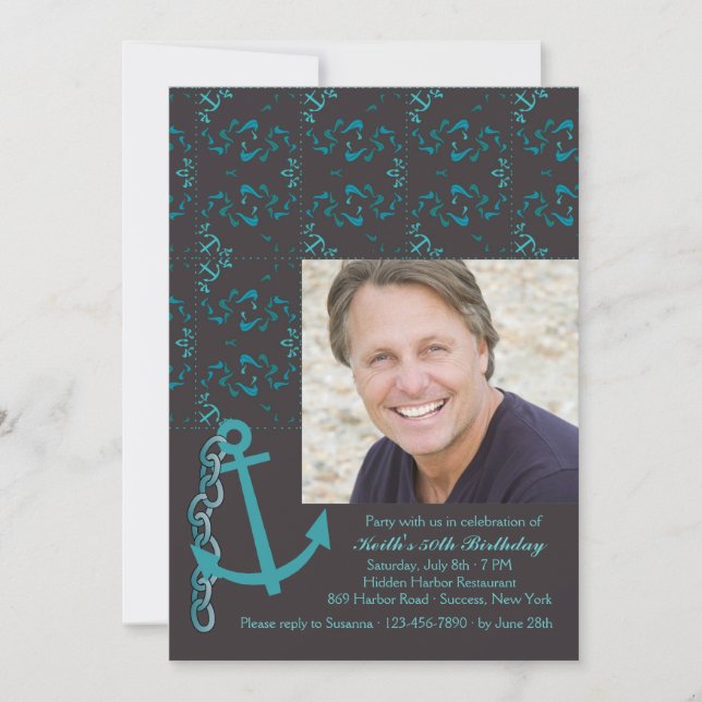 Anchors Away Photo Nautical Invitation (Front)