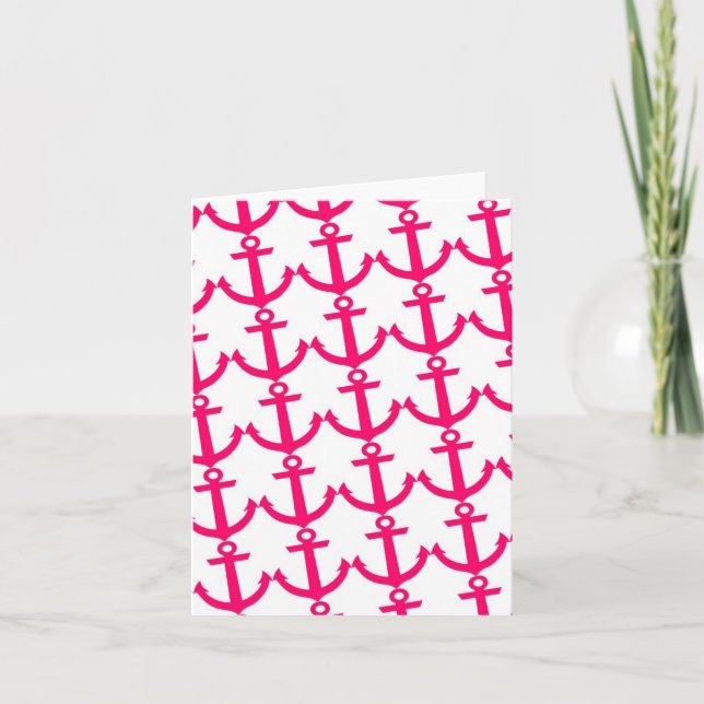 "Anchors Away" Pink Notecard (Front)