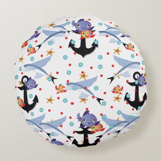 Anchors Away Round Cushion (Back)