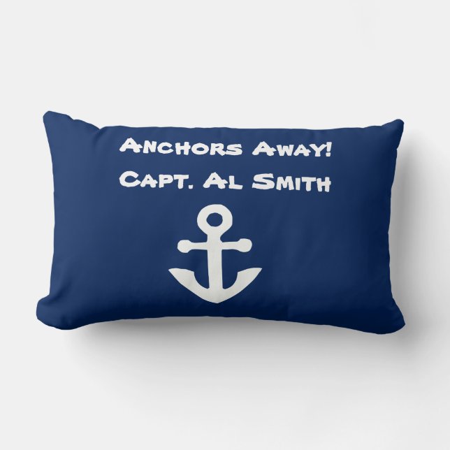 Anchor's Away Sailing Nautical Lumbar Cushion (Front)