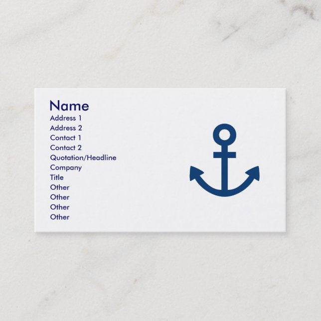 Anchors Aweigh Business Card (Front)