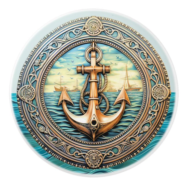 Anchors Aweigh  Ceramic Knob (Front)