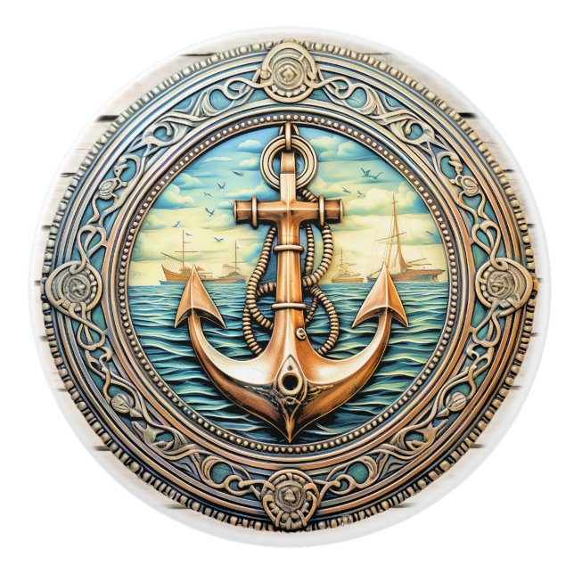 Anchors Aweigh  Ceramic Knob (Front)