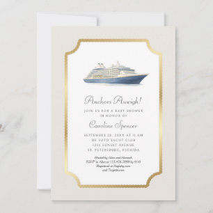 Anchors Aweigh Nautical Baby Shower Invitation