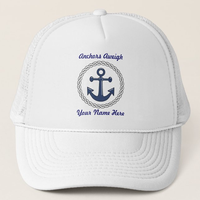 Anchors Aweigh Personalised hat (Front)