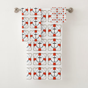 Anchors & Life Saver Towel Set (Dark Print)