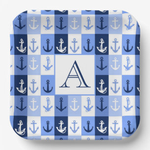 Anchors monogram paper plates