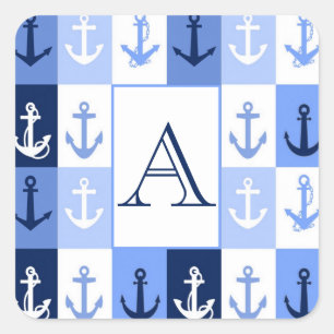 Anchors  monogram square sticker